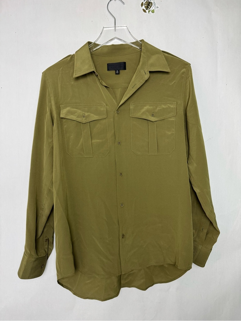 NILI LOTAN jeanette top in olive sz Med - Picture 3 of 6